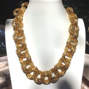 KJL vintage Kenneth Jay Lane Triple circle links goldtone necklace